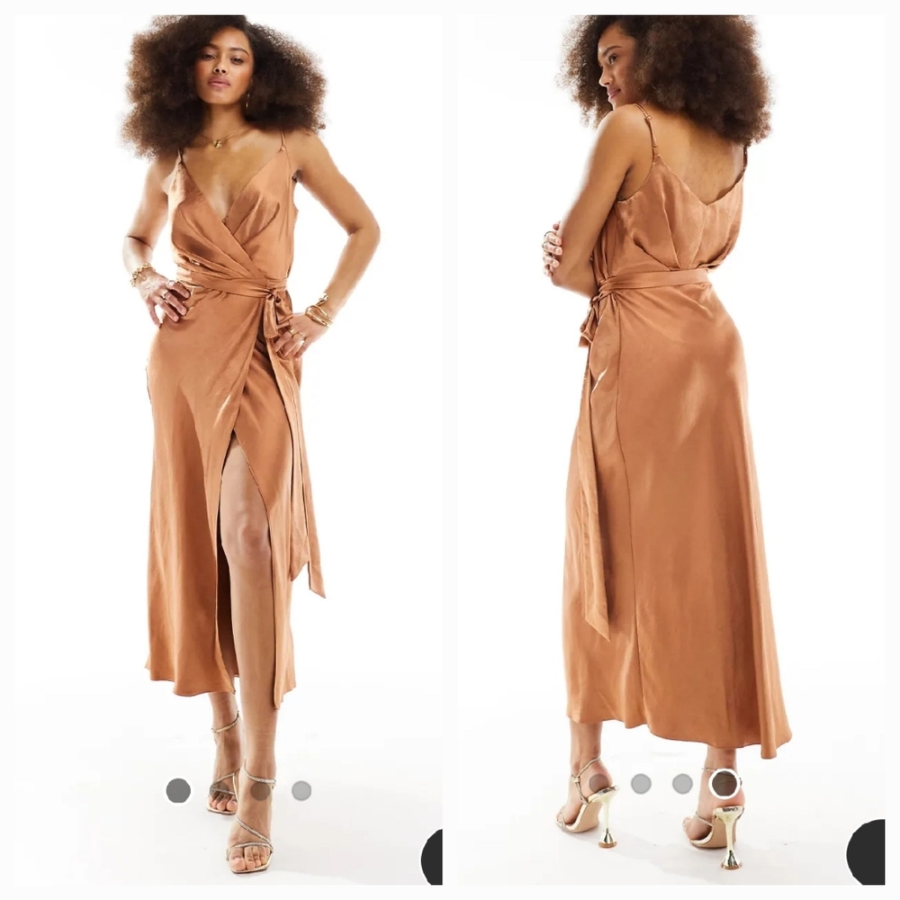 Satin Cami Wrap Midaxi Dress
